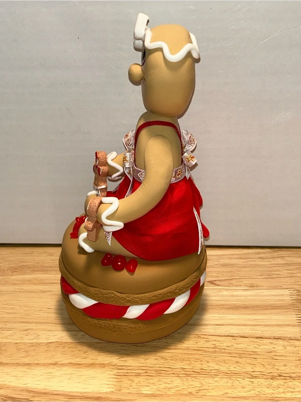 Festive Fake Clay Gingerbread on Large Faux Macaron Display Handmade